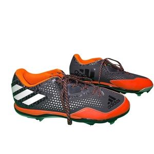 Adidas Men's Q16482 PowerAlley 4 Metal Baseball Cleats Size 16 Black/Orange